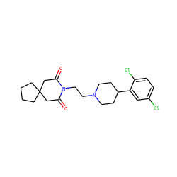 O=C1CC2(CCCC2)CC(=O)N1CCN1CCC(c2cc(Cl)ccc2Cl)CC1 ZINC000013560159