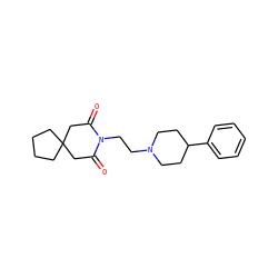 O=C1CC2(CCCC2)CC(=O)N1CCN1CCC(c2ccccc2)CC1 ZINC000013560161