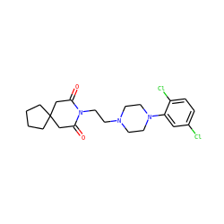 O=C1CC2(CCCC2)CC(=O)N1CCN1CCN(c2cc(Cl)ccc2Cl)CC1 ZINC000052969256