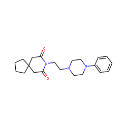 O=C1CC2(CCCC2)CC(=O)N1CCN1CCN(c2ccccc2)CC1 ZINC000013560107