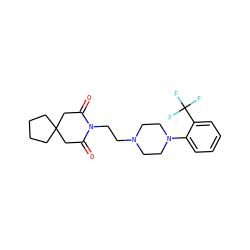 O=C1CC2(CCCC2)CC(=O)N1CCN1CCN(c2ccccc2C(F)(F)F)CC1 ZINC000013560125