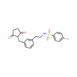 O=C1CCC(=O)C1Cc1cccc(CCNS(=O)(=O)c2ccc(Cl)cc2)c1 ZINC000101443025