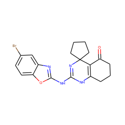 O=C1CCCC2=C1C1(CCCC1)N=C(Nc1nc3cc(Br)ccc3o1)N2 ZINC000064621954