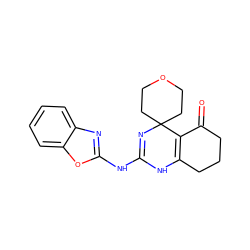 O=C1CCCC2=C1C1(CCOCC1)N=C(Nc1nc3ccccc3o1)N2 ZINC000064581839