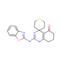 O=C1CCCC2=C1C1(CCSCC1)N=C(Nc1nc3ccccc3o1)N2 ZINC000064593774