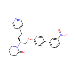 O=C1CCCCN1[C@@H](CCc1ccncc1)COc1ccc(-c2cccc([N+](=O)[O-])c2)cc1 ZINC000013587490