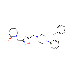 O=C1CCCCN1Cc1cc(CN2CCN(c3ccccc3Oc3ccccc3)CC2)on1 ZINC000013817425