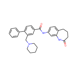 O=C1CCCc2ccc(NC(=O)c3ccc(-c4ccccc4)c(CN4CCCCC4)c3)cc2N1 ZINC000201767777