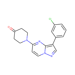 O=C1CCN(c2ccn3ncc(-c4cccc(Cl)c4)c3n2)CC1 ZINC000299835147