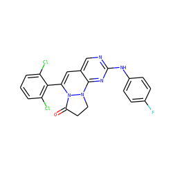 O=C1CCN2c3nc(Nc4ccc(F)cc4)ncc3C=C(c3c(Cl)cccc3Cl)N12 ZINC000036187660