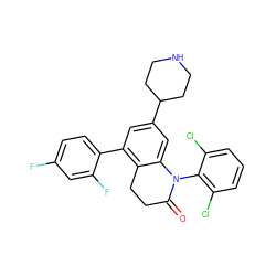 O=C1CCc2c(-c3ccc(F)cc3F)cc(C3CCNCC3)cc2N1c1c(Cl)cccc1Cl ZINC000001553194