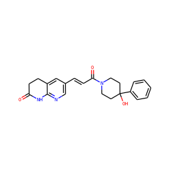 O=C1CCc2cc(/C=C/C(=O)N3CCC(O)(c4ccccc4)CC3)cnc2N1 ZINC000169707517