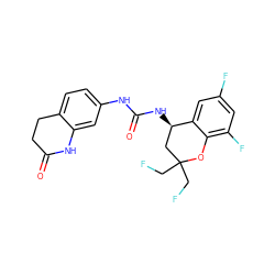 O=C1CCc2ccc(NC(=O)N[C@@H]3CC(CF)(CF)Oc4c(F)cc(F)cc43)cc2N1 ZINC000143594682