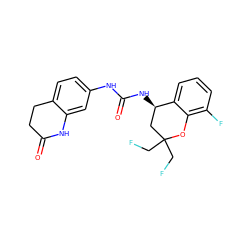 O=C1CCc2ccc(NC(=O)N[C@@H]3CC(CF)(CF)Oc4c(F)cccc43)cc2N1 ZINC000143413275