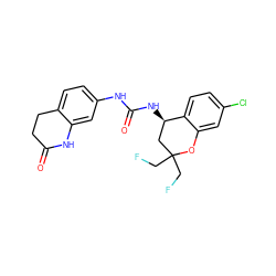 O=C1CCc2ccc(NC(=O)N[C@@H]3CC(CF)(CF)Oc4cc(Cl)ccc43)cc2N1 ZINC000143685597