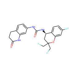 O=C1CCc2ccc(NC(=O)N[C@@H]3CC(CF)(CF)Oc4cc(F)ccc43)cc2N1 ZINC000143375109