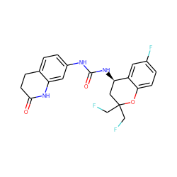 O=C1CCc2ccc(NC(=O)N[C@@H]3CC(CF)(CF)Oc4ccc(F)cc43)cc2N1 ZINC000143601630