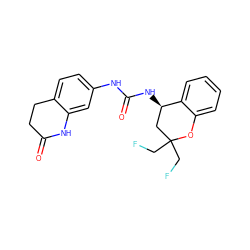 O=C1CCc2ccc(NC(=O)N[C@@H]3CC(CF)(CF)Oc4ccccc43)cc2N1 ZINC000143663766