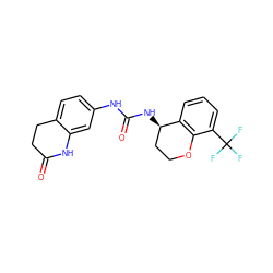 O=C1CCc2ccc(NC(=O)N[C@@H]3CCOc4c3cccc4C(F)(F)F)cc2N1 ZINC000144374601