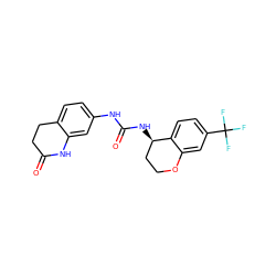 O=C1CCc2ccc(NC(=O)N[C@@H]3CCOc4cc(C(F)(F)F)ccc43)cc2N1 ZINC000144274418