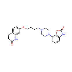 O=C1CCc2ccc(OCCCCN3CCN(c4cccc5[nH]c(=O)oc45)CC3)cc2N1 ZINC000049050396