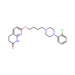 O=C1CCc2ccc(OCCCCN3CCN(c4ccccc4Cl)CC3)nc2N1 ZINC000071297031