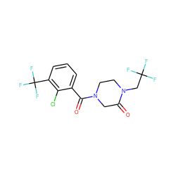 O=C1CN(C(=O)c2cccc(C(F)(F)F)c2Cl)CCN1CC(F)(F)F ZINC000059287546