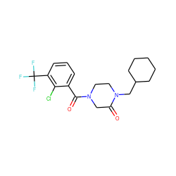 O=C1CN(C(=O)c2cccc(C(F)(F)F)c2Cl)CCN1CC1CCCCC1 ZINC000059287560