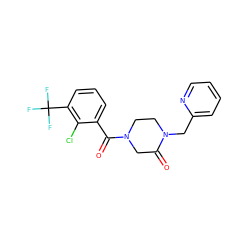 O=C1CN(C(=O)c2cccc(C(F)(F)F)c2Cl)CCN1Cc1ccccn1 ZINC000059288544