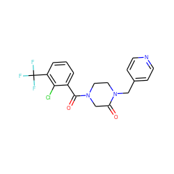 O=C1CN(C(=O)c2cccc(C(F)(F)F)c2Cl)CCN1Cc1ccncc1 ZINC000059287563