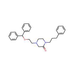 O=C1CN(CCOC(c2ccccc2)c2ccccc2)CCN1CCCc1ccccc1 ZINC000013800396