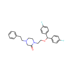 O=C1CN(CCc2ccccc2)CCN1CCOC(c1ccc(F)cc1)c1ccc(F)cc1 ZINC000013800399