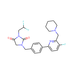 O=C1CN(Cc2ccc(-c3ccc(F)c(CN4CCCCC4)n3)cc2)C(=O)N1CC(F)F ZINC000072124818