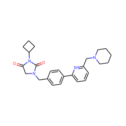 O=C1CN(Cc2ccc(-c3cccc(CN4CCCCC4)n3)cc2)C(=O)N1C1CCC1 ZINC000072125168