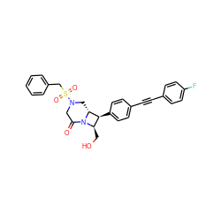 O=C1CN(S(=O)(=O)Cc2ccccc2)C[C@@H]2[C@@H](c3ccc(C#Cc4ccc(F)cc4)cc3)[C@@H](CO)N12 ZINC000095599317