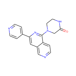 O=C1CN(c2nc(-c3ccncc3)cc3cnccc23)CCN1 ZINC000095559715