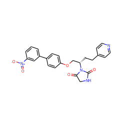 O=C1CNC(=O)N1[C@@H](CCc1ccncc1)COc1ccc(-c2cccc([N+](=O)[O-])c2)cc1 ZINC000013587499