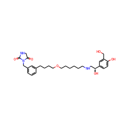 O=C1CNC(=O)N1Cc1cccc(CCCCOCCCCCCNC[C@H](O)c2ccc(O)c(CO)c2)c1 ZINC000072112354