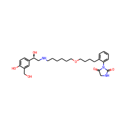 O=C1CNC(=O)N1c1ccccc1CCCCOCCCCCCNC[C@H](O)c1ccc(O)c(CO)c1 ZINC000072112616