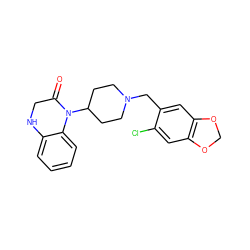 O=C1CNc2ccccc2N1C1CCN(Cc2cc3c(cc2Cl)OCO3)CC1 ZINC000053006745