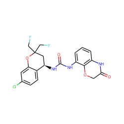 O=C1COc2c(cccc2NC(=O)N[C@@H]2CC(CF)(CF)Oc3cc(Cl)ccc32)N1 ZINC000144183363