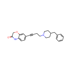 O=C1COc2cc(C#CCCN3CCC(Cc4ccccc4)CC3)ccc2N1 ZINC000013813180