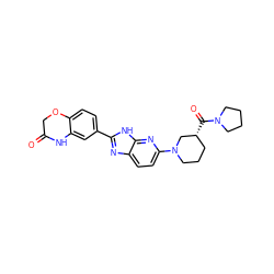 O=C1COc2ccc(-c3nc4ccc(N5CCC[C@@H](C(=O)N6CCCC6)C5)nc4[nH]3)cc2N1 ZINC001772653762