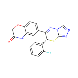 O=C1COc2ccc(C3=Nn4cnnc4S[C@@H]3c3ccccc3F)cc2N1 ZINC000082149472