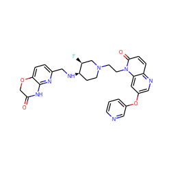 O=C1COc2ccc(CN[C@@H]3CCN(CCn4c(=O)ccc5ncc(Oc6cccnc6)cc54)C[C@@H]3F)nc2N1 ZINC000473170926