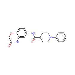 O=C1COc2ccc(NC(=O)C3CCN(c4ccccc4)CC3)cc2N1 ZINC000038224216