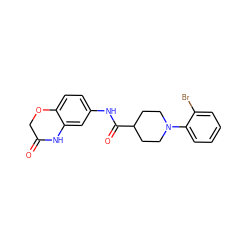 O=C1COc2ccc(NC(=O)C3CCN(c4ccccc4Br)CC3)cc2N1 ZINC000035969988