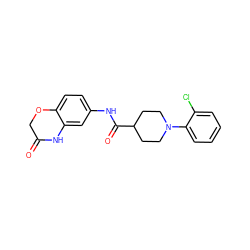 O=C1COc2ccc(NC(=O)C3CCN(c4ccccc4Cl)CC3)cc2N1 ZINC000035815574