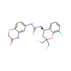 O=C1COc2ccc(NC(=O)N[C@@H]3CC(CF)(CF)Oc4c(F)cccc43)cc2N1 ZINC000143554793