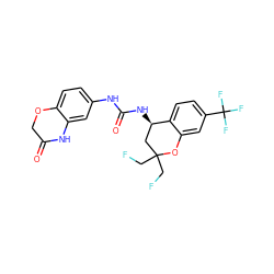 O=C1COc2ccc(NC(=O)N[C@@H]3CC(CF)(CF)Oc4cc(C(F)(F)F)ccc43)cc2N1 ZINC000145739501